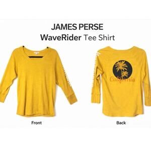 James Perse Tee Shirt California Waverider Mustard Yellow Size 2 Casual Beach